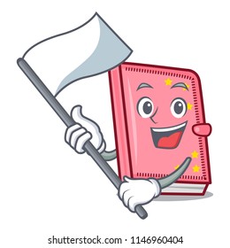 With flag diary mascot cartoon style