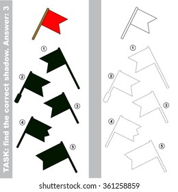 Flag with different shadows to find the correct one. Compare and connect object with it true shadow.