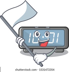 With flag digital clock on a cartoon chair