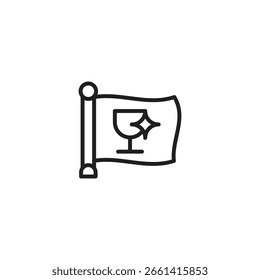 Uma bandeira exibindo um ícone de troféu com um brilho. Representa reivindicar a vitória, um símbolo de conquista ou marcar um marco de sucesso.