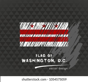 Flag of District of Columbia, vector pen illustration on black background