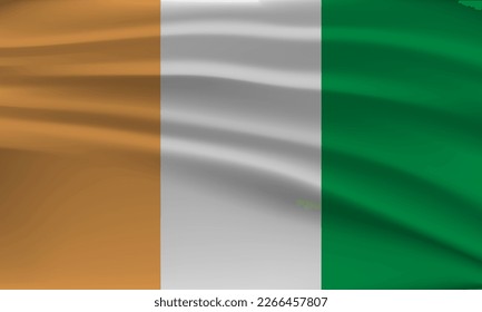 Flag of Côte d'Ivoire or Ivory Coast, with a wavy effect due to the wind.