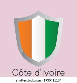 Flag of Côte d'Ivoire shield icon design, Simple gradient vector illustration, eps 10
