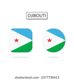 Flag of Djibouti 2 Shapes icon 3D cartoon style.