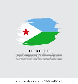 Bandera de Yibuti con efecto de pincel y afiche de texto, diseño de plantilla de bandera de Yibuti. Pasos vectoriales 10