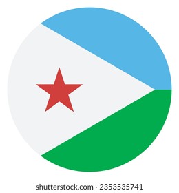 Flag of Djibouti. Button flag icon. Standard color. Round button icon. The circle icon. Computer illustration. Digital illustration. Vector illustration. svg