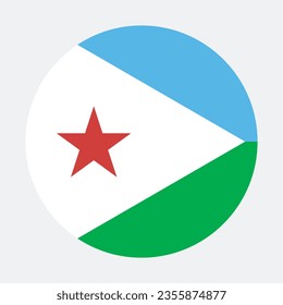 Flag of Djibouti. Button flag icon. Standard color. Round button icon. The circle icon. Computer illustration. Digital illustration. Vector illustration. svg