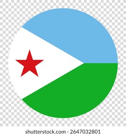 Flag of Djibouti. Djibouti circle flag logo icon computer vector illustration design. Transparent checkerboard background.