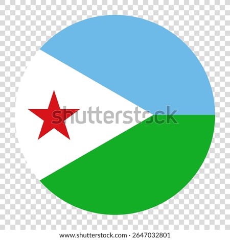 Flag of Djibouti. Djibouti circle flag logo icon computer vector illustration design. Transparent checkerboard background.
