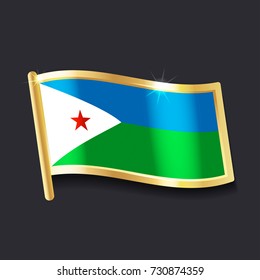 flag of Djibouti in the form of badge, flat image