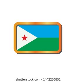 Flag djibouti in frame gold