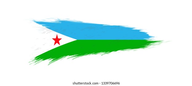 Flag of Djibouti in grunge brush stroke, vector grunge illustration.