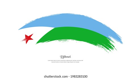 Flag of Djibouti in grunge style stain brush with waving effect on isolated white background