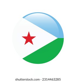 Flag of Djibouti. Flag icon. Standard color. A round flag. 3d illustration. Computer illustration. Digital illustration. Vector illustration.
