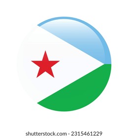 Flag of Djibouti. Flag icon. Standard color. A round flag. 3d illustration. Computer illustration. Digital illustration. Vector illustration.