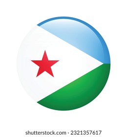 Flag of Djibouti. Flag icon. Standard color. The round flag. 3d illustration. Computer illustration. Digital illustration. Vector illustration.