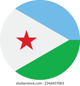 Flag of Djibouti. Flag icon. Standard color. Circle icon flag. Computer illustration. Digital illustration. Vector illustration. svg