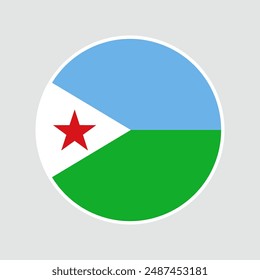 La bandera de Djibouti. Icono de marca. Color estándar. Bandera redonda. Ilustración de computadora. Ilustración digital Ilustración vectorial.	