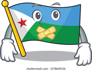 Flag djibouti mascot cartoon character style making silent gesture