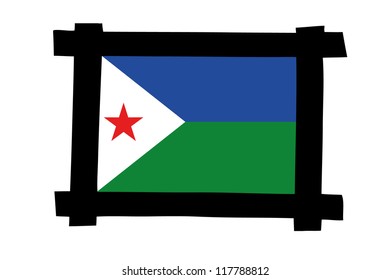 The flag of Djibouti in a photo frame