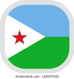 Flag of Djibouti. Rounded square icon on white background, vector illustration.