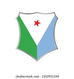 Flagge von Dschibuti mit silbernem Rahmen