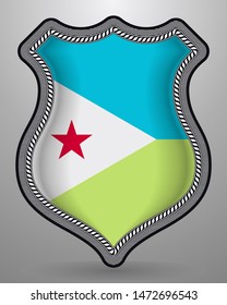 Flag of Djibouti. Vector Badge and Icon. Horizontal Orientation Version. Isolated