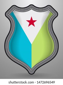 Flag of Djibouti. Vector Badge and Icon. Vertical Orientation Version. Isolated