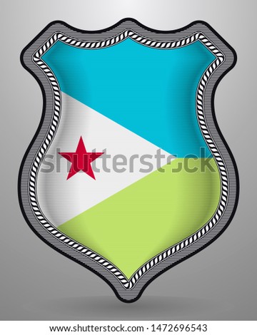 Flag of Djibouti. Vector Badge and Icon. Horizontal Orientation Version. Isolated