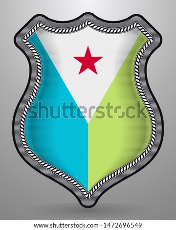 Flag of Djibouti. Vector Badge and Icon. Vertical Orientation Version. Isolated