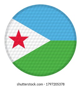 Flag Of Djibouti Vector Illustration. Djibouti Flag Button With Cube Pattern Isolated On White Background