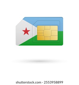 Flag of DJibouti. Vector illustration of SIM Card with flag on white background