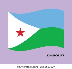 Flag of Djibouti, Waving National flag of Djibouti, National flag of Djibouti vector illustration.