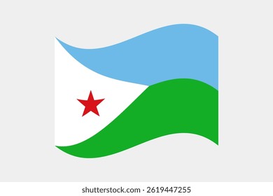 Flag of Djibouti. Djibouti wavy flag digital vector illustration.