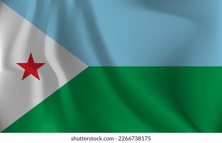 Flag of Djibouti, with a wavy effect due to the wind.