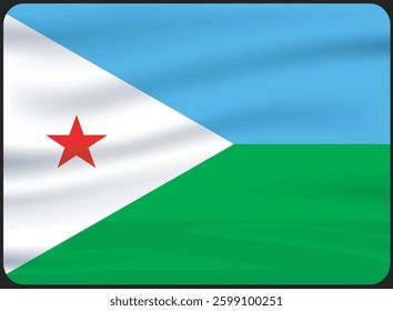 The flag of Djibouti.Waving Flag icon. Standard color. Standard size. A rectangular flag. Computer illustration. Digital illustration. Vector illustration