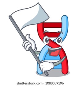With flag dna molecule mascot cartoon