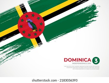 Flag of Dominica with creative painted brush stroke texture background