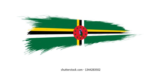 Flag of Dominica in grunge brush stroke, vector grunge illustration.