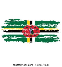 Flag of Dominica the illustration vector on a white background, brush stroke Design Elements