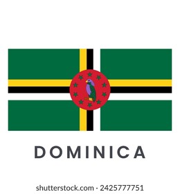 Flagge von Dominica isoliert auf weißem Hintergrund.