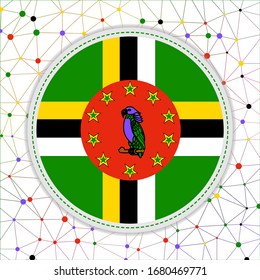 Flag of Dominica with a network background. Dominica sign. Neat vector illustration.