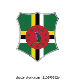 Flag of Dominica with silver shield frame