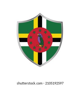 Flagge Dominicas mit silbernem Rahmen