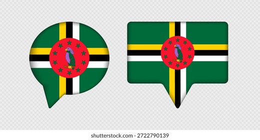 Bandera de Dominica en burbuja de discurso.