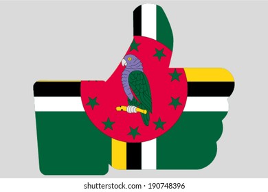 The flag of Dominica in a Thumbs Up Icon