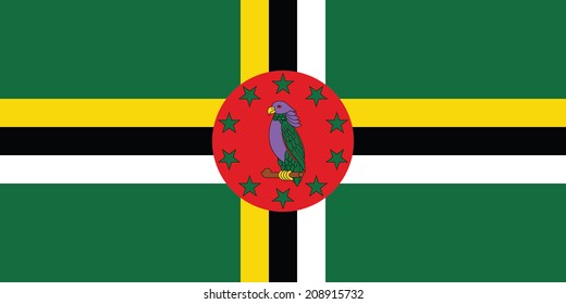 Flag of Dominica. Vector. Accurate dimensions, element proportions and colors.