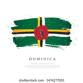Flag of Dominica. Vector illustration on a white background. Brush strokes are drawn by hand. Independence Day.