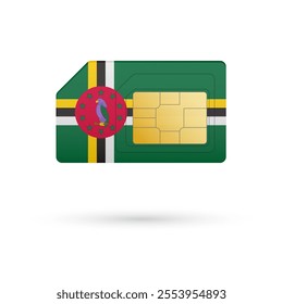 Flag of Dominica. Vector illustration of SIM Card with flag on white background