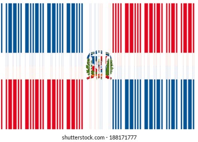 The Flag of Dominican Republic in a Barcode Format